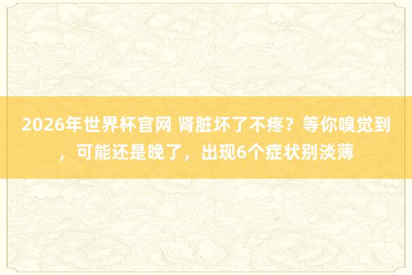 2026年世界杯官网 肾脏坏了不疼?等你嗅觉到,可能还是晚了,出现6个症状别淡薄