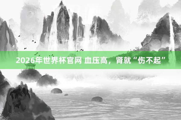 2026年世界杯官网 血压高,肾就“伤不起”
