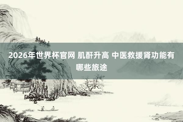 2026年世界杯官网 肌酐升高 中医救援肾功能有哪些旅途