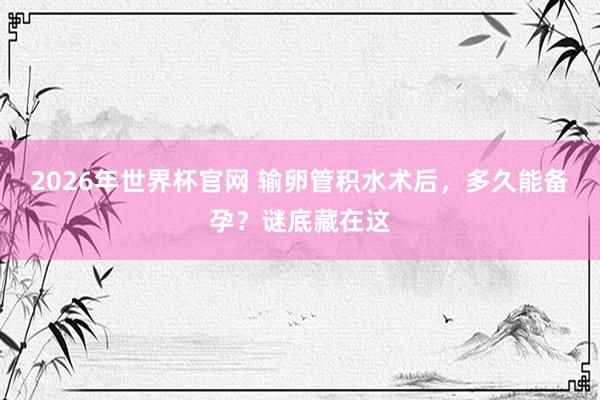 2026年世界杯官网 输卵管积水术后,多久能备孕?谜底藏在这
