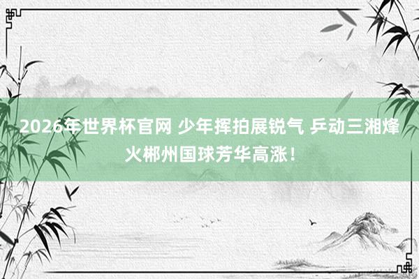 2026年世界杯官网 少年挥拍展锐气 乒动三湘烽火郴州国球芳华高涨!