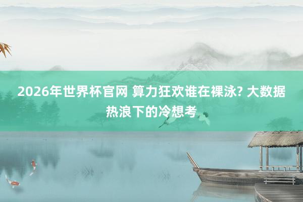 2026年世界杯官网 算力狂欢谁在裸泳? 大数据热浪下的冷想考