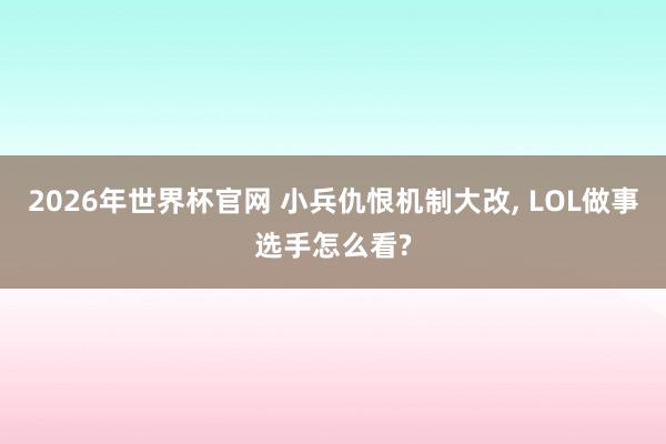 2026年世界杯官网 小兵仇恨机制大改, LOL做事选手怎么看?