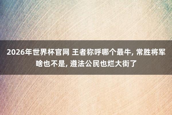 2026年世界杯官网 王者称呼哪个最牛, 常胜将军啥也不是, 遵法公民也烂大街了
