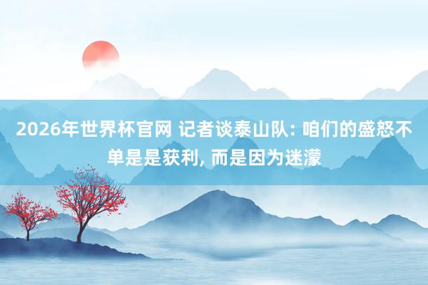 2026年世界杯官网 记者谈泰山队: 咱们的盛怒不单是是获利, 而是因为迷濛