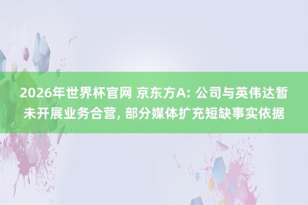 2026年世界杯官网 京东方A: 公司与英伟达暂未开展业务合营, 部分媒体扩充短缺事实依据