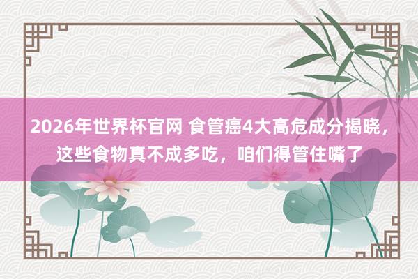 2026年世界杯官网 食管癌4大高危成分揭晓,这些食物真不成多吃,咱们得管住嘴了