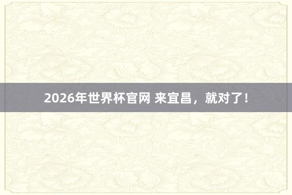 2026年世界杯官网 来宜昌,就对了!