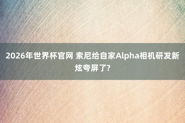 2026年世界杯官网 索尼给自家Alpha相机研发新炫夸屏了?