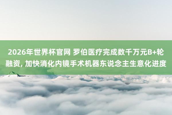 2026年世界杯官网 罗伯医疗完成数千万元B+轮融资, 加快消化内镜手术机器东说念主生意化进度
