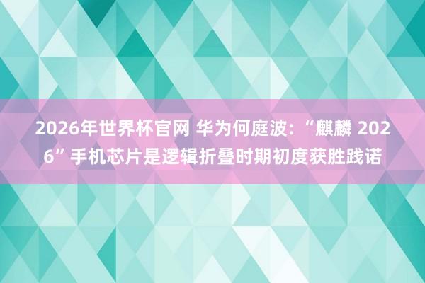 2026年世界杯官网 华为何庭波: “麒麟 2026”手机芯片是逻辑折叠时期初度获胜践诺