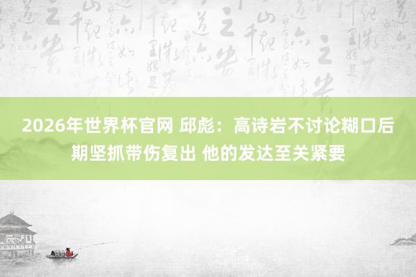 2026年世界杯官网 邱彪:高诗岩不讨论糊口后期坚抓带伤复出 他的发达至关紧要