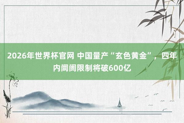2026年世界杯官网 中国量产“玄色黄金”,四年内阛阓限制将破600亿