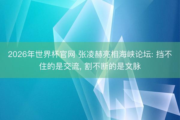 2026年世界杯官网 张凌赫亮相海峡论坛: 挡不住的是交流, 割不断的是文脉