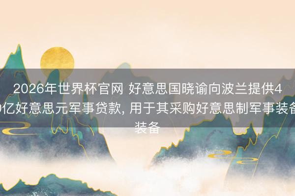 2026年世界杯官网 好意思国晓谕向波兰提供40亿好意思元军事贷款, 用于其采购好意思制军事装备