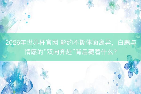 2026年世界杯官网 解约不撕体面离异，白鹿与情愿的“双向奔赴”背后藏着什么？