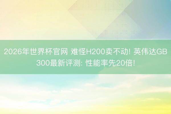 2026年世界杯官网 难怪H200卖不动! 英伟达GB300最新评测: 性能率先20倍!